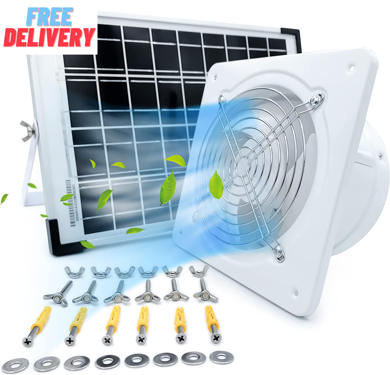 Solar Panel Exhaust Fan, Ventilation Extractor with Anti-Bac