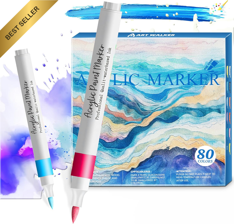 80 Acrylic Paint Markers Opaque Waterbased Wood Canvas Rock Glass DIY