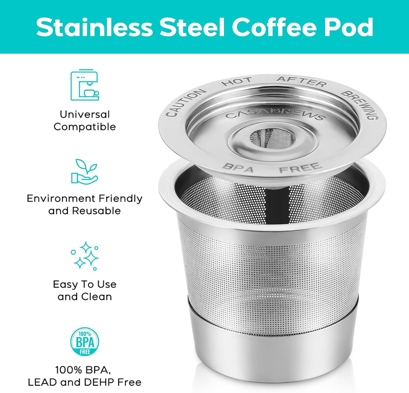 Refillable K Cups Stainless Steel Keurig Ninja Eco-Friendly Coffee