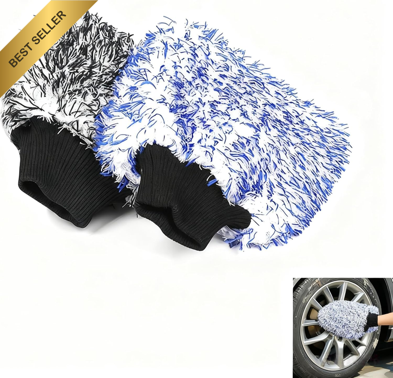 2 Pack Car Wash Mitts, Premium Feature Premium Plush Cleaning Gloves, Super Abso