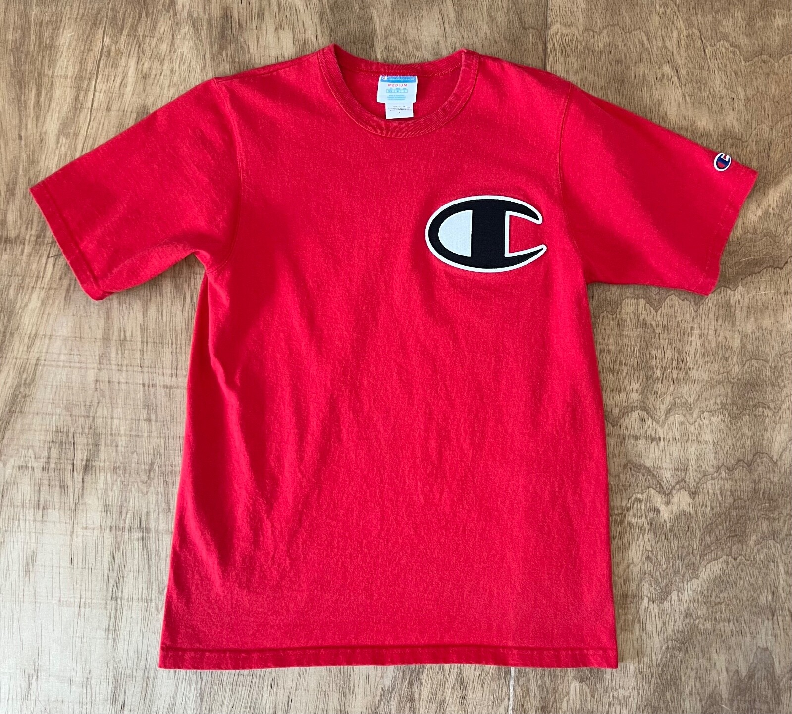 Champion Vintage 90's Heritage Tee T Shirt Big C Logo Red Champion Vintage 90's Heritage Tee T Shirt Big C Logo Red