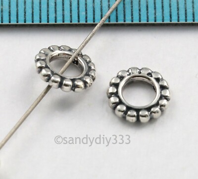 4x STERLING SILVER DAISY ROUND EUROPEAN CHARM BRACELET CHAIN SPACER BEAD #380