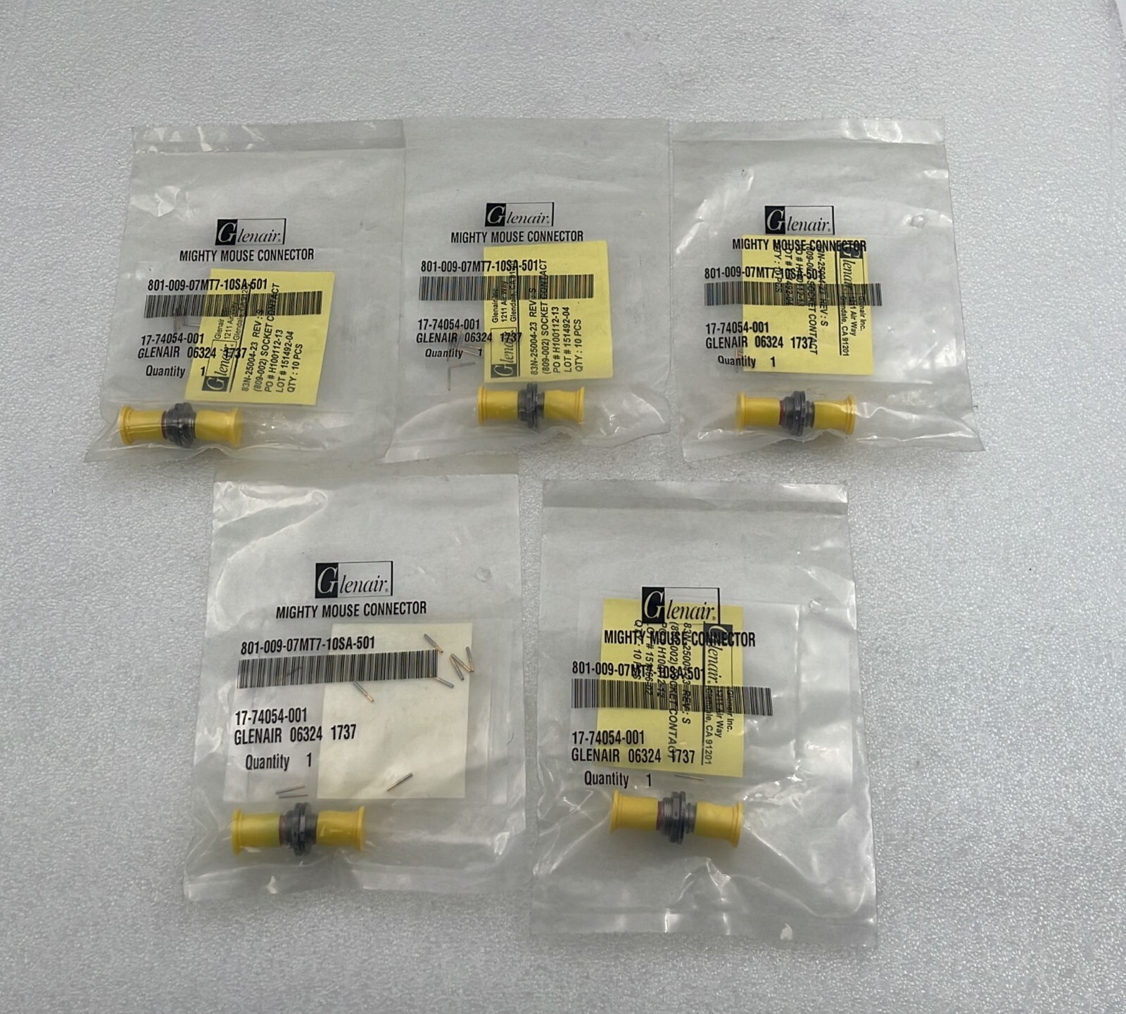 k LOT 5 PCS] Glenair 801-009-07MT7-10SA-501 Mighty Mouse