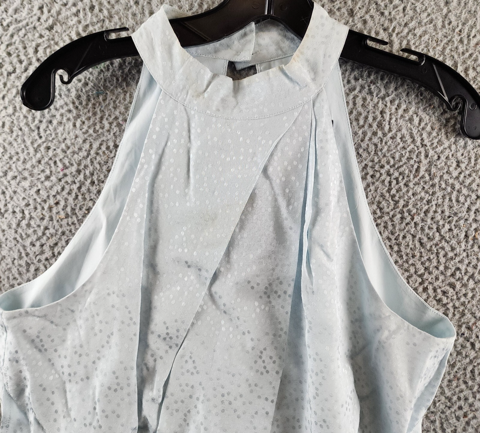 BCBGMAXAZRIA Halter Neck Sleeveless Overdraped Side Tie Top Women's M Blue - Picture 5 of 17