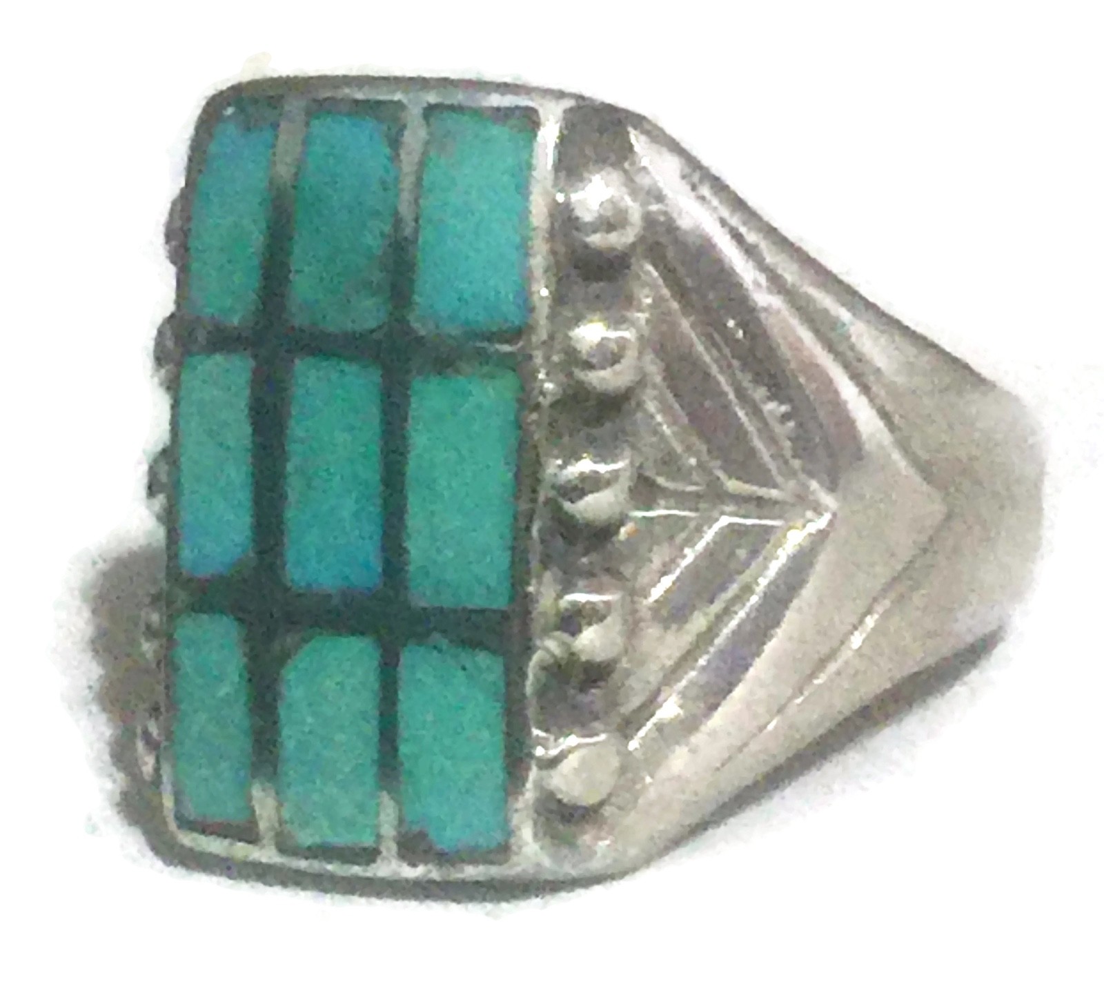 Vintage Turquoise Men Sterling Silver Southwest Tribal Ring Size 10 15.7g