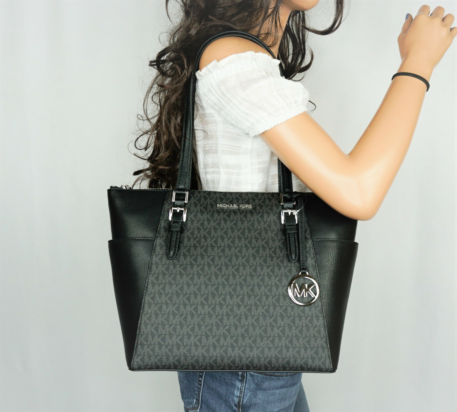 michael kors signature tote black