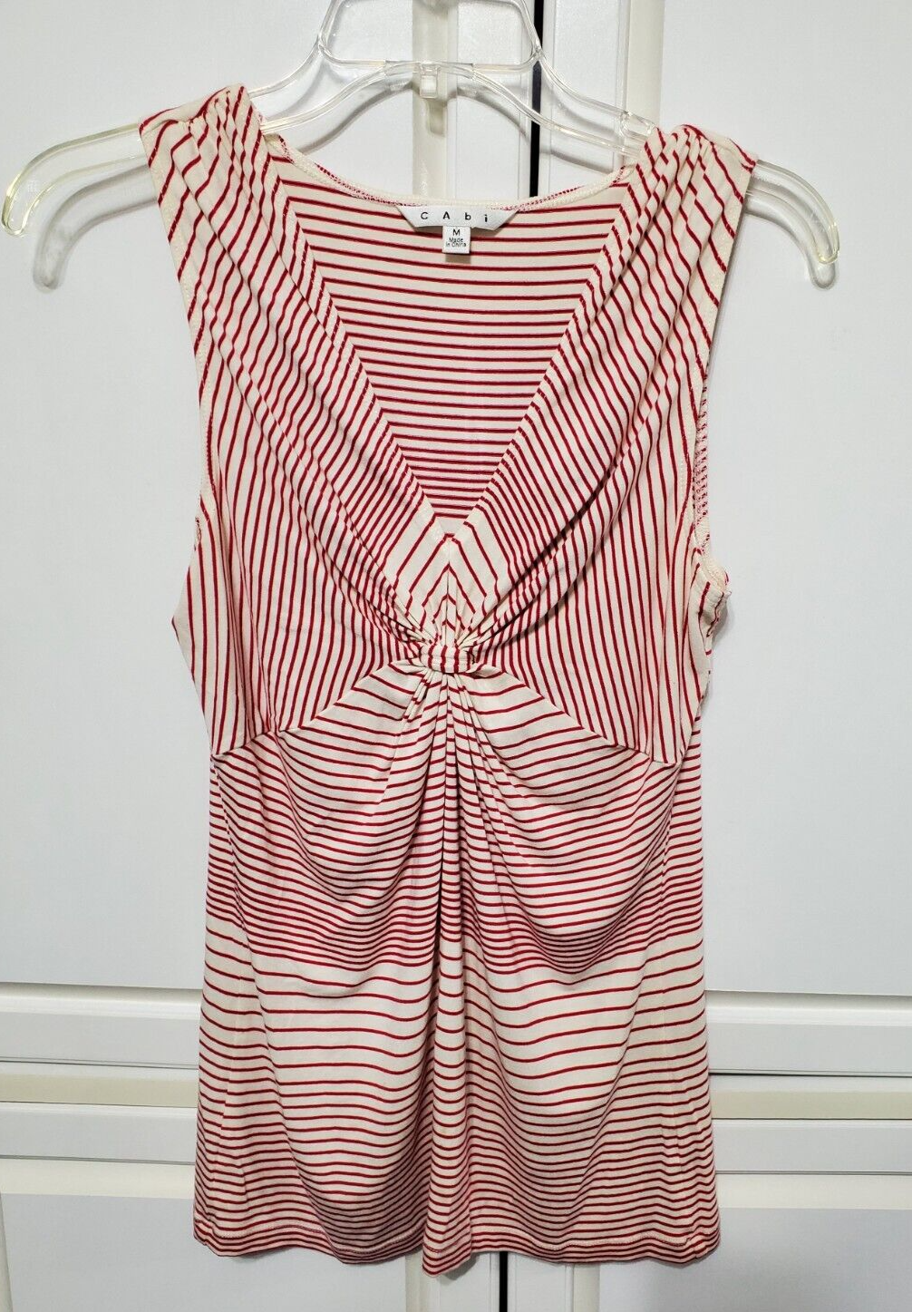 CAbi Style #304 Women's Size Medium Stripe Tank Red Ivory
