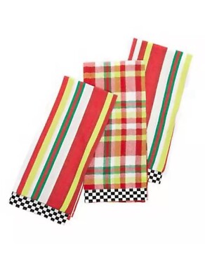 MacKenzie-Childs Jolly Woven  Dish Towels- Set Of 3~BRAND NEW