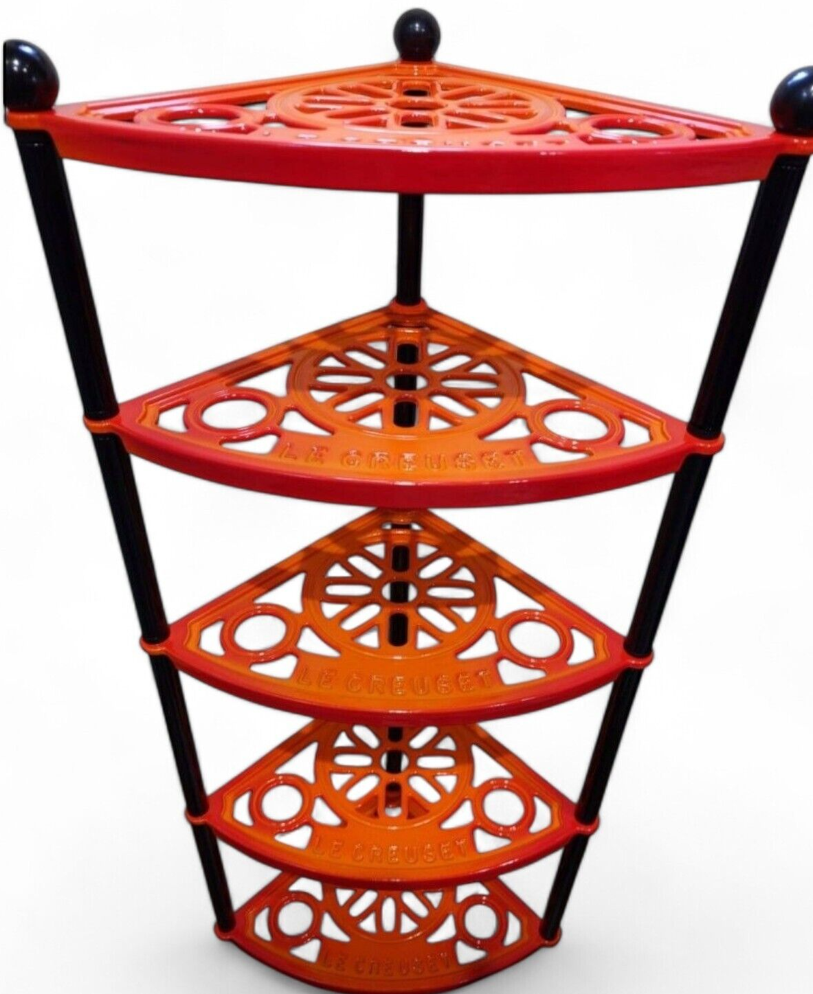 キッチン収納・ラック Le Creuset Cast Iron Pot Stand Orange Le Creuset 5 Tier Casting Pot Stand Color Orange | eBay