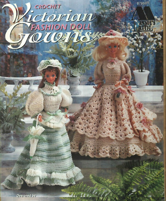 NEW VICTORIAN FASHION DOLL GOWNS 6 DRESS DESIGNS ANNIE'S CROCHET PATTERN BOOK