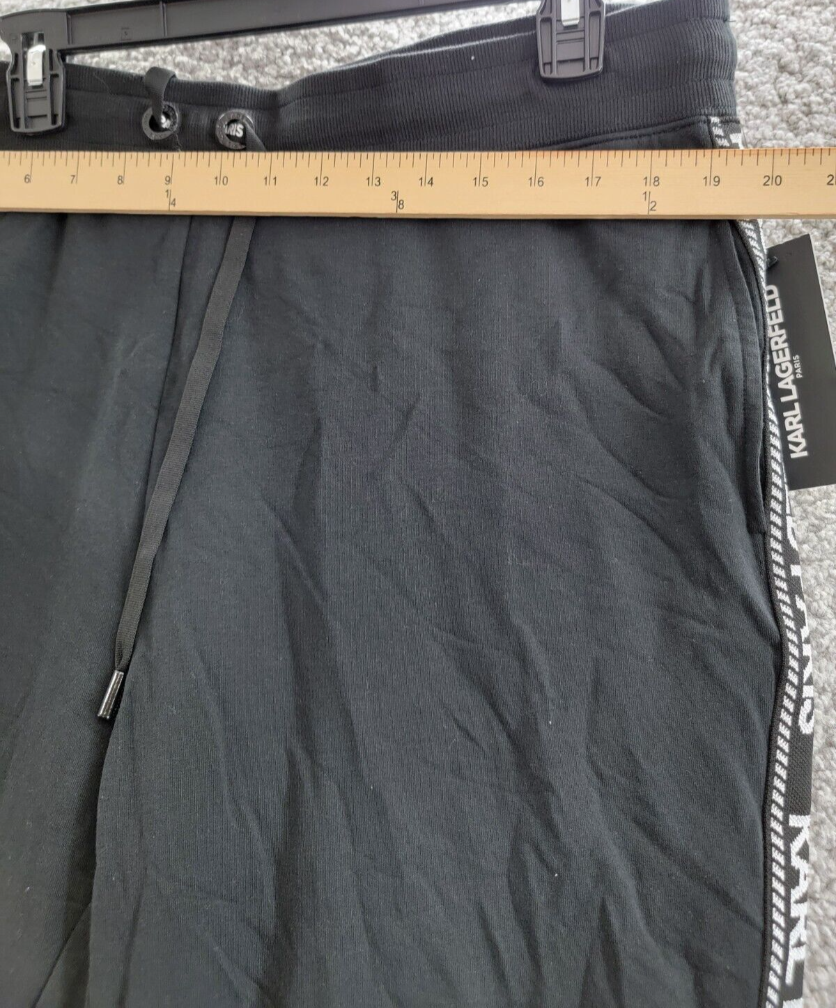 Karl Lagerfeld Paris Logo-Stripe Jogger Pants Women's XL Black/Silver Drawstring - Picture 5 of 17