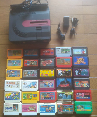 SHARP Twin Famicom FC AN-500B Black Console set 30 Softwares Japan Import Tested
