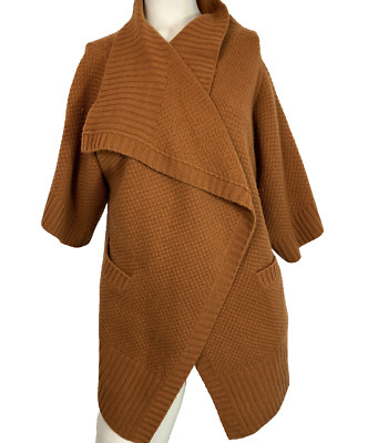 M L Neiman Marcus Thick Cashmere Open Style Sweater Jacket Cardigan Autumn