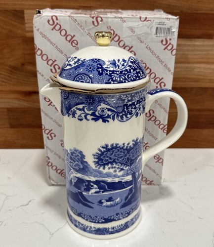 Spode Blue Italian Cafetiere French Press, 28 oz Capacity, Porcelain