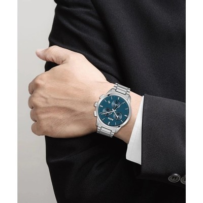 Pre-owned Hugo Boss Silver Mens Chronograph Watch Dapper 1513927