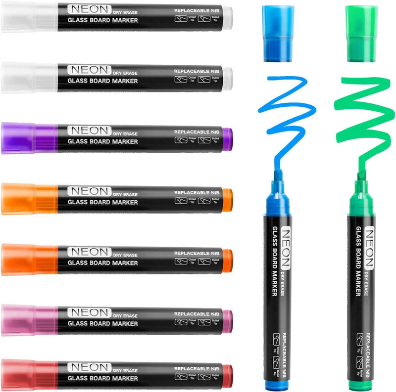 Neon Dry Erase Markers for Glass, Window Markers for Dry Erase Board, Chalkboard
