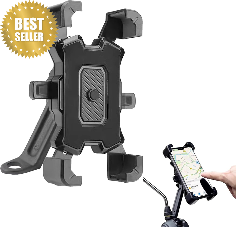 Black Mirror-Mounted Phone Holder (1 Pack) - 360° Rotating Quick-Release Anti-Th