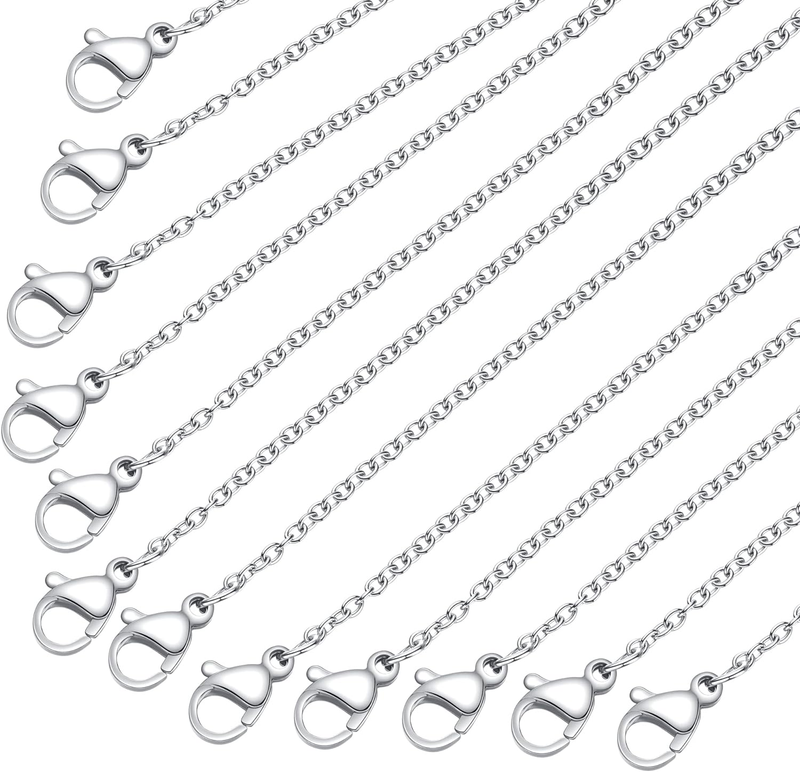 Stainless Steel Chain Bulk: Silver Chain Necklace Pack 1.5 mm Thin Chains 35 Pa