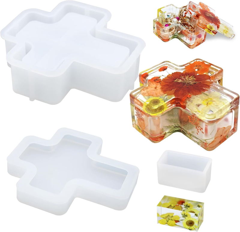 Cross Storage Box Resin Molds,  Rectangle Cube Epoxy Resin Molds DIY Cross Jar S