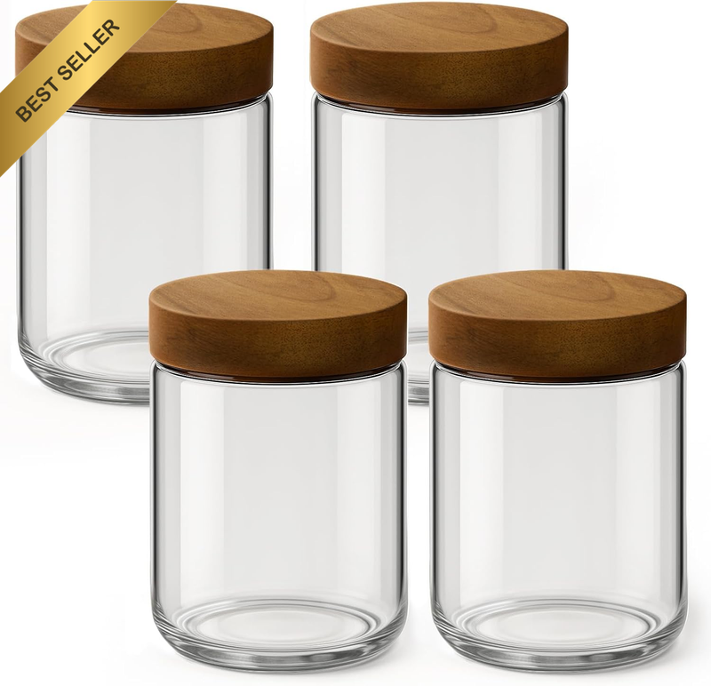 Glass Food Storage Containers, 4 Pack, 473Ml Airtight Food Containers, Glass Jar