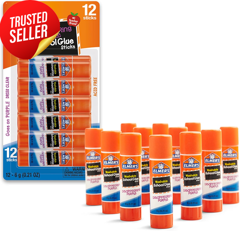 Glue Sticks Purple School Washable 12