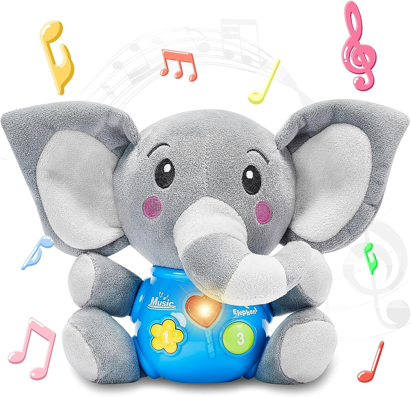 Baby Musical Elephant Toys 0-6 Months, Newborn Girls Soft Plush Stuffed Animals