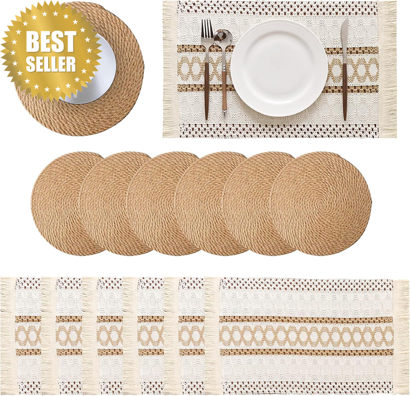 Handmade Placemats Set of 6, Washable, Stain Resistant anti Skid (30×45Cm) | rou
