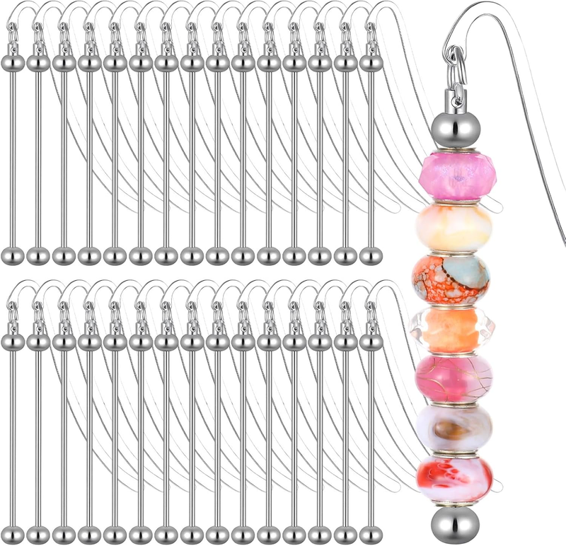 30 Pcs Beadable Bookmarks DIY Metal Blank Bar for Beads, Bulk Beading Bookmark C