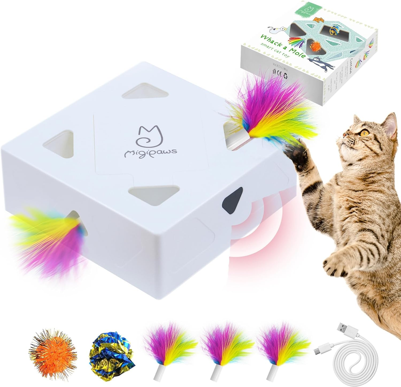 Cat Toys, Interactive Automatic 7 Holes Mice Whack-A-Mole, Ultra Fun Smart Tease