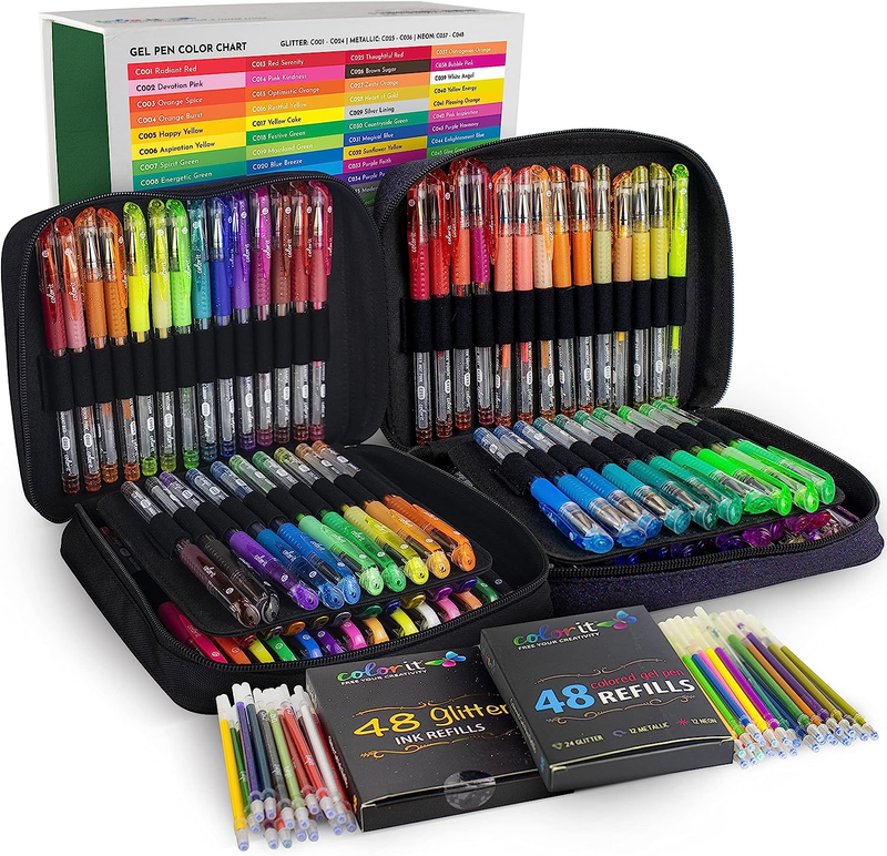 Gel Pens for Coloring Books 192 Pack12 Metallic Gel Pens, 12