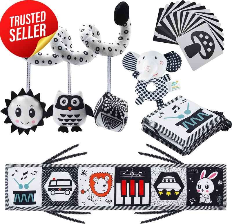 Baby Sensory Toys 4In1 High Contrast Black White Newborn