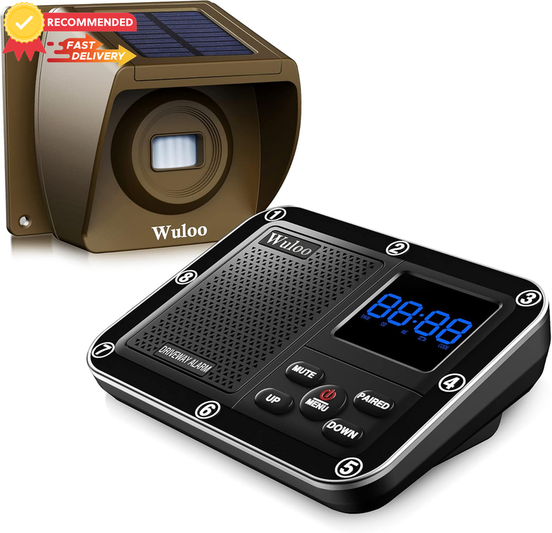Wireless Solar Driveway Alarm 1800Ft Range Motion Sensor Outdoor Alert System