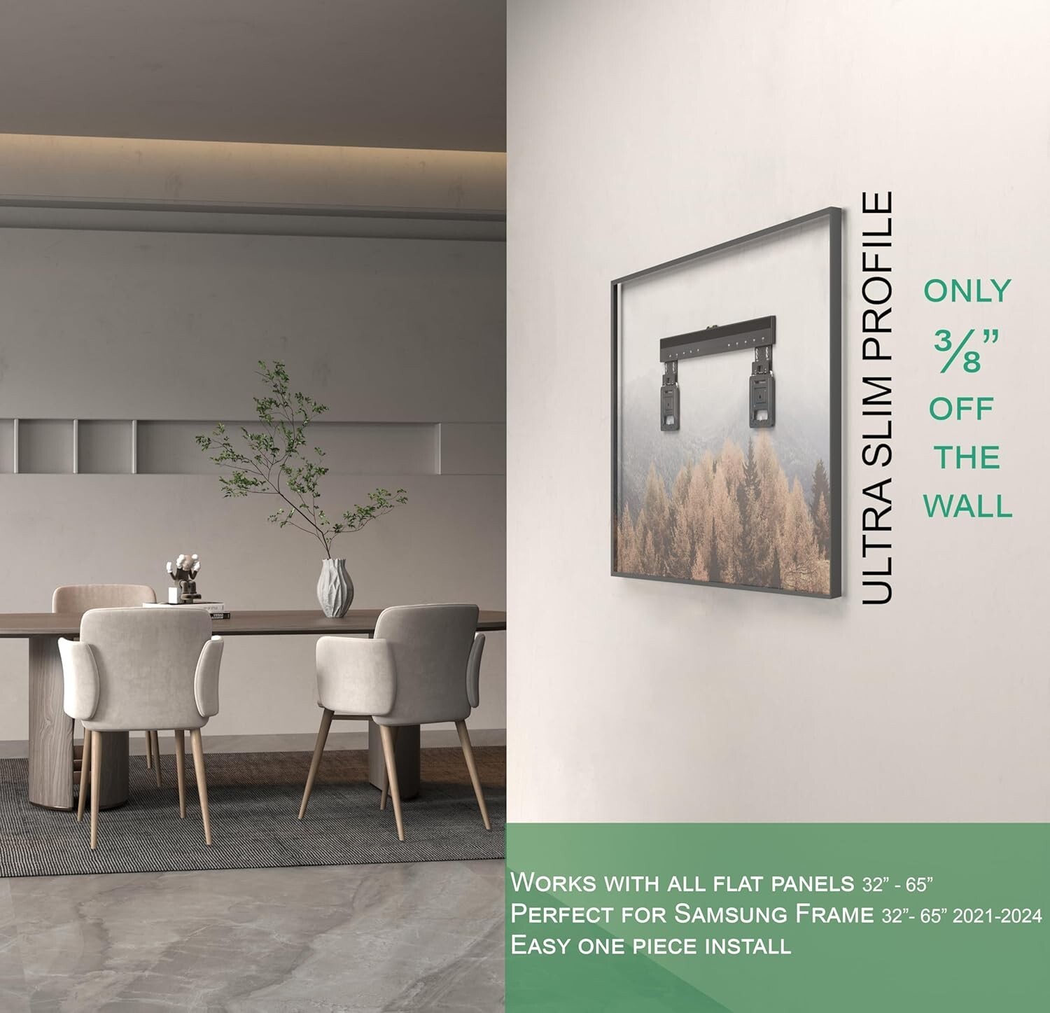 ynVISION.Design Ultra Slim Micro Gap TV Wall Mount Bracket  | Fits TVs 32"-65"