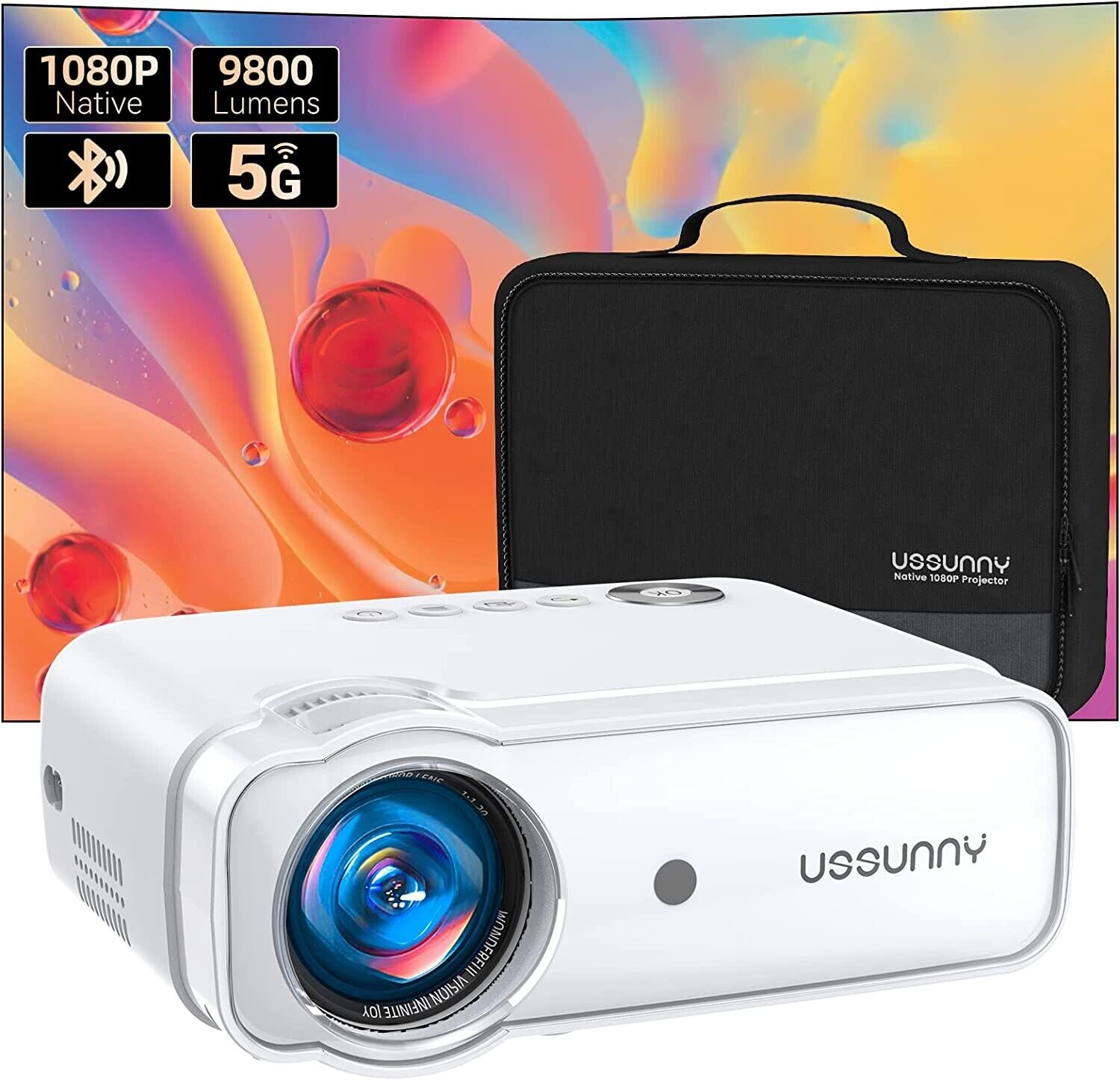 USSUNNY GC333 Movie Projector 1080P 5G WiFi Bluetooth Home Theater Portable 300 USSUNNY GC333 Movie Projector 1080P 5G WiFi Bluetooth Home Theater Portable 300