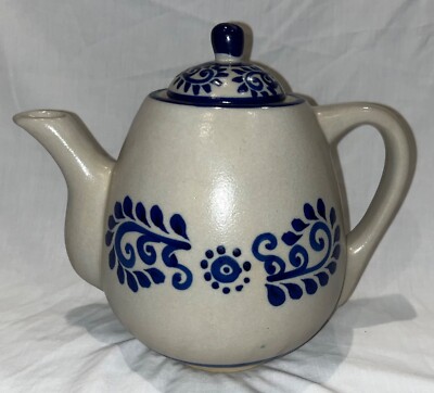 CAIREM POTTERY STONEWARE SALT GLAZED LARGE KETTLE TEA COFFEE POT WITH LID