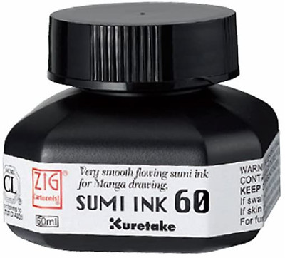 Kuretake Cartoonist Sumi Ink 60ml Bottle Black Manga drawing JAPAN Import