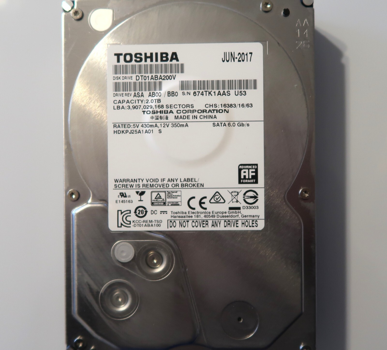 Toshiba 2TB SATA セット Amazon.com: Toshiba 2TB HDD 7.2K RPM 3.5