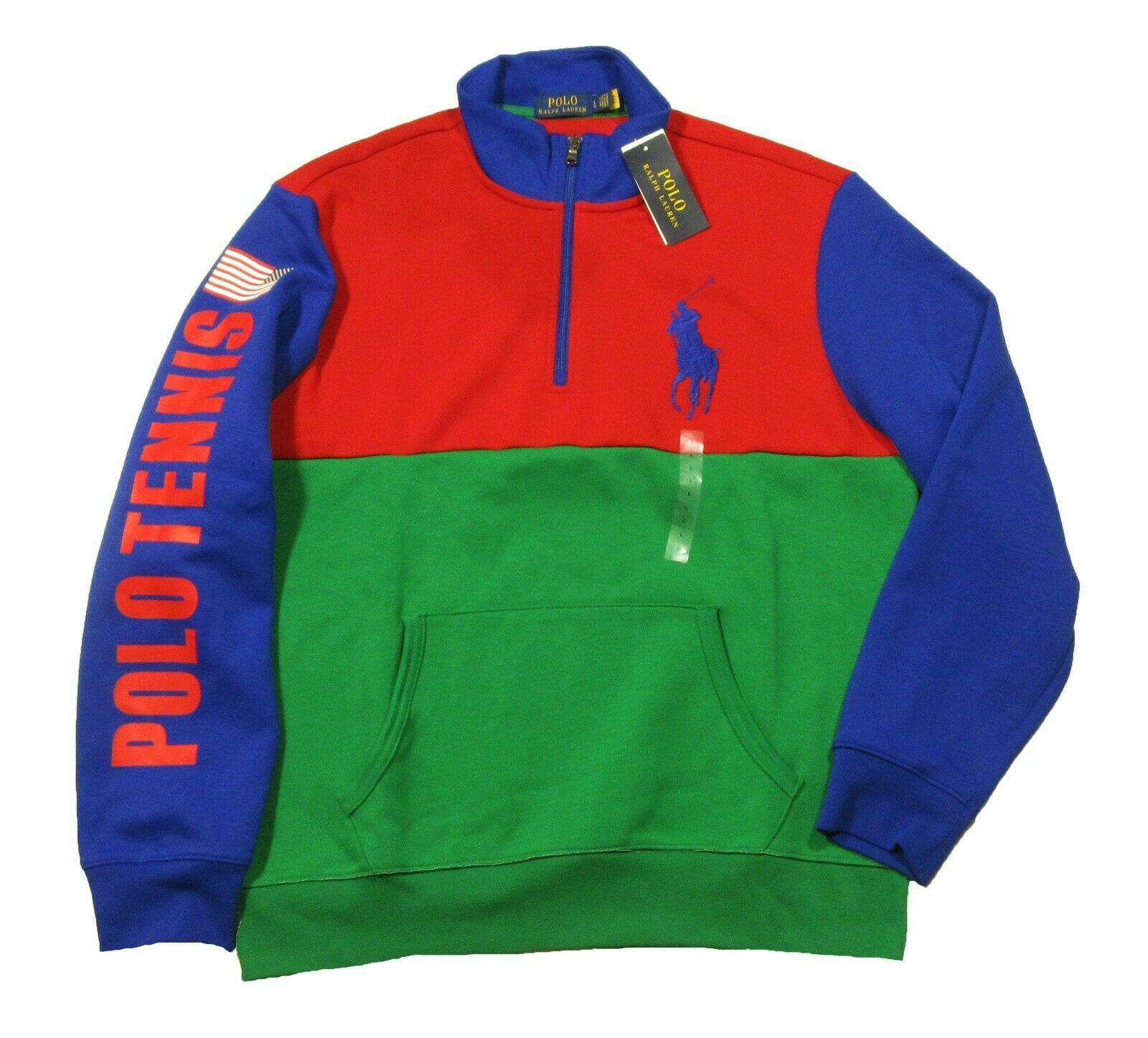 Ralph Lauren POLO TENNIS Red/Blue/Green Block Color 1/4 Zip Ralph Lauren POLO TENNIS Red/Blue/Green Block Color 1/4 Zip