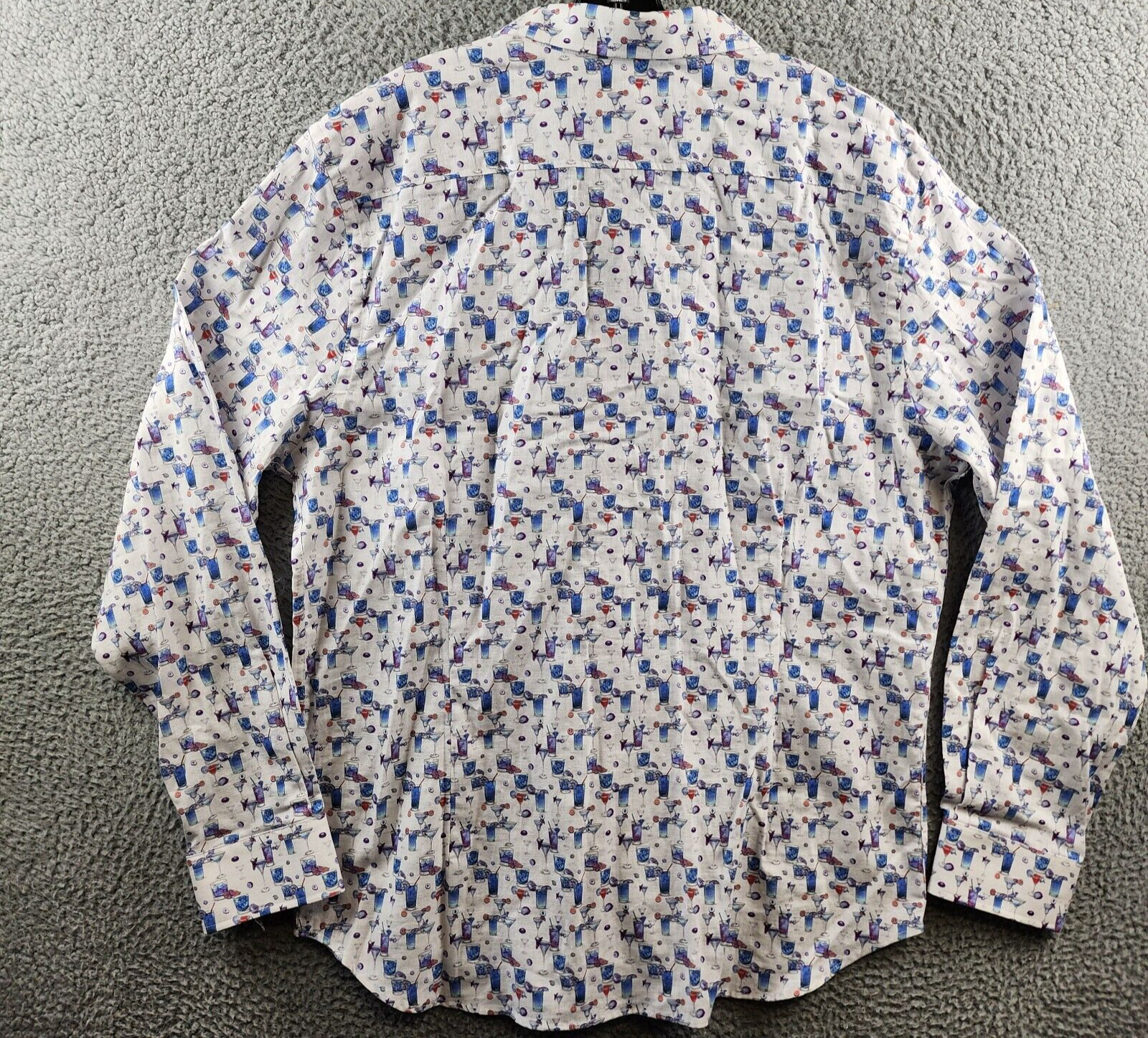 Robert Graham Blue Hawaiian Linen Blend Button Up Shirt Men's 2XL Multi Printed - Picture 13 of 15
