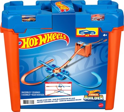 Hot Wheels Toy Car Track Set, Track Builder Playset, Deluxe Stunt Box with 25...