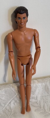 KEN Articulated TWIST Male Barbie Doll 1975 BM Dimple DARK Molded Hair 1990 Head