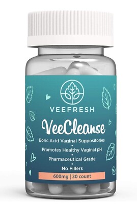 VeeFresh - VeeCleanse Vaginal Suppositories, Odor Control, Feel Fresh, 30 Count