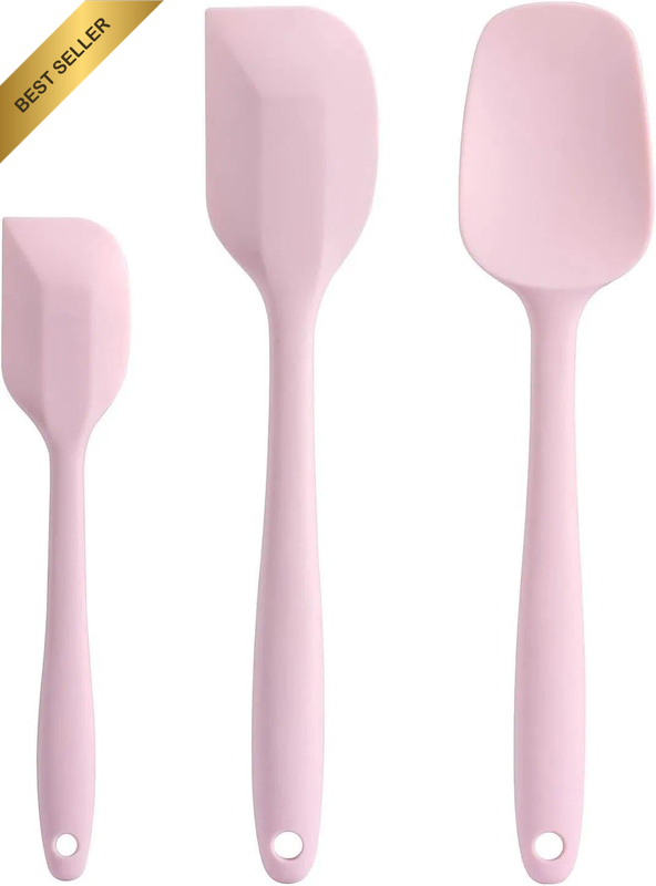 Pink Silicone Spatula Set for Baking, Mixing and Cooking, Flexible Heat-Resistan
