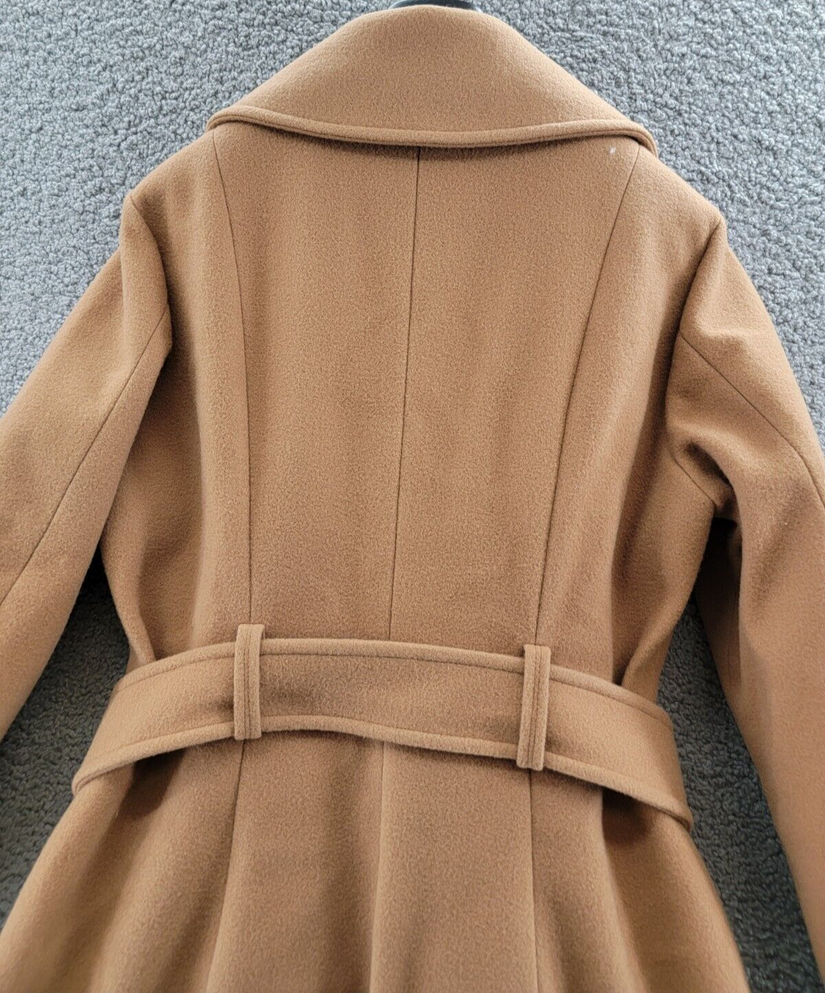 Pre-owned Norwegian Wool Cashmere Notch Collar Double Breasted Coat Women's M Camel L/s In Beige
