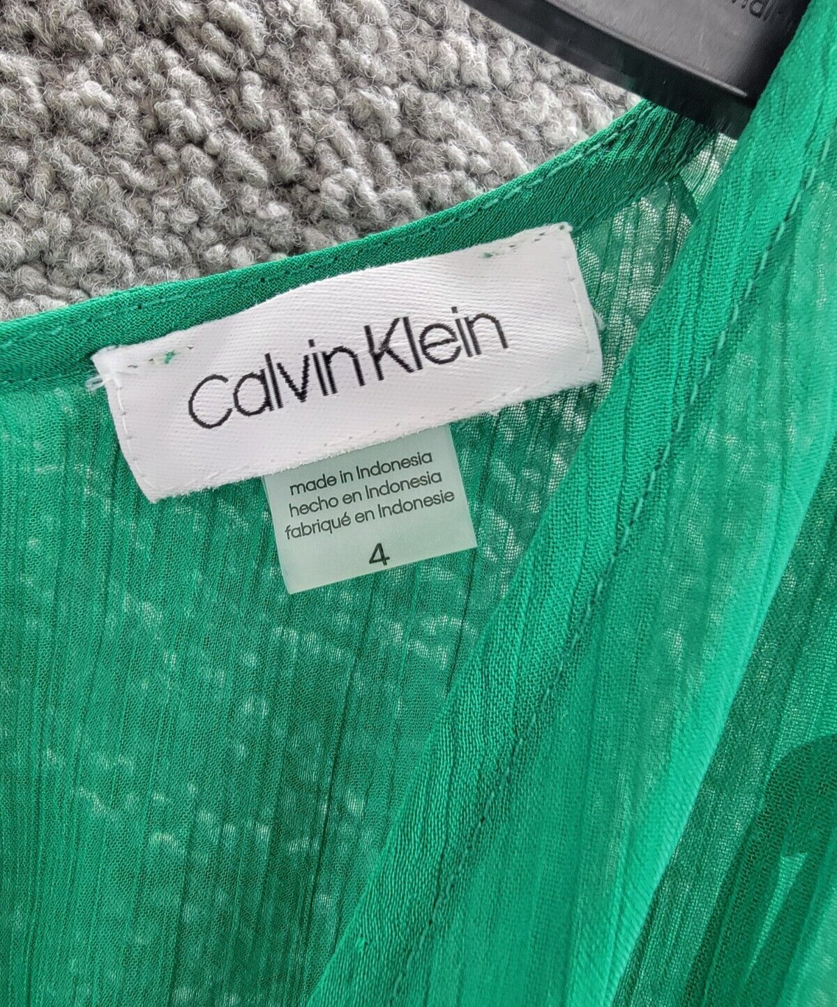 Calvin Klein A-Line Midi Dress Women's 4 Green V-Neckline Button Zip Closure~ - Picture 7 of 16