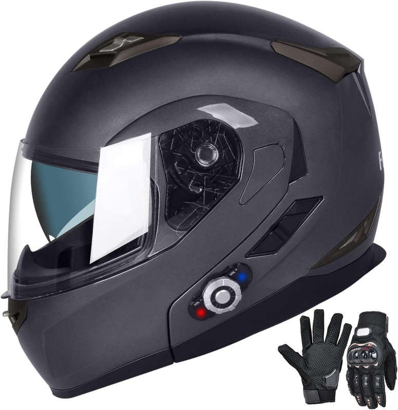 Freedconn Motorcycle Bluetooth Helmet,Bluetooth Integrated Modular Flip up Full
