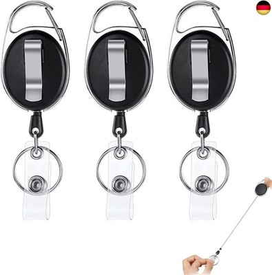 vgggrd 3 Stück Schlüsselband Ausziehbar, Einziehbarer Schlüsselanhänger mit Sch