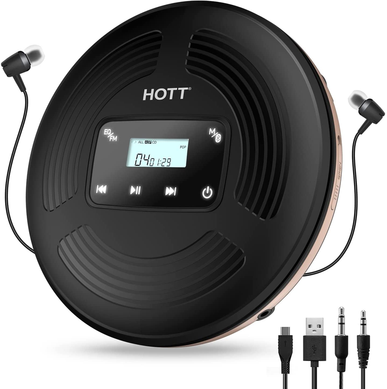 HOTT CD903TF Portable CD Player for Car with Bluetooth FM Transmitter,Recharg..