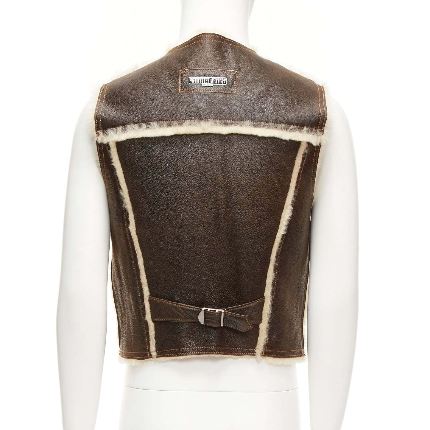 JEAN PAUL GAULTIER JEANS Vintage brown shearling lined logo JEAN PAUL GAULTIER JEANS Vintage brown shearling lined logo