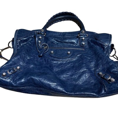 Balenciaga City Bag Navy Blue Leather Used, Minimal Wear